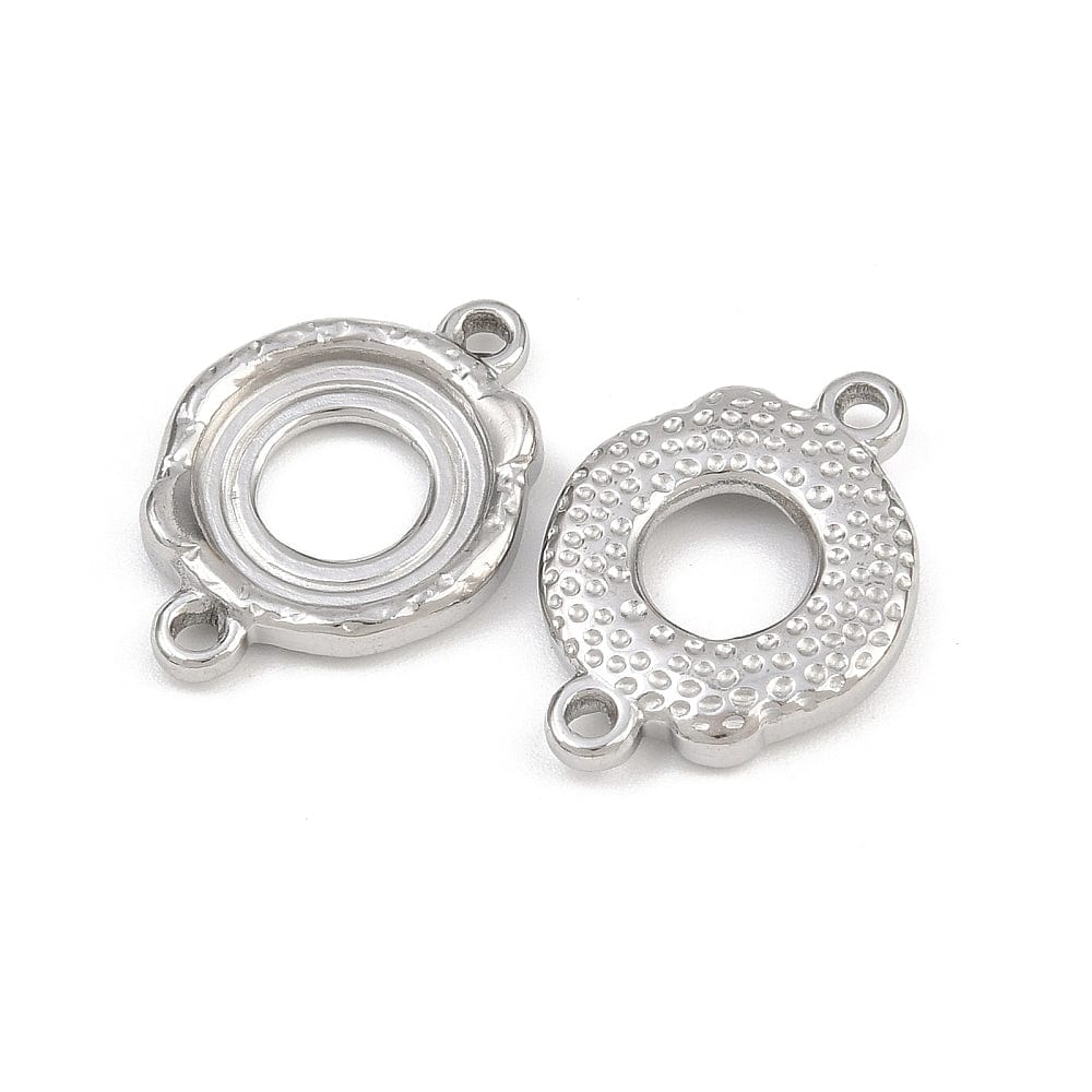 Connector i Stål – Rund til Cabochon (16x22mm, 2 stk) - Uniq Perler - 116191