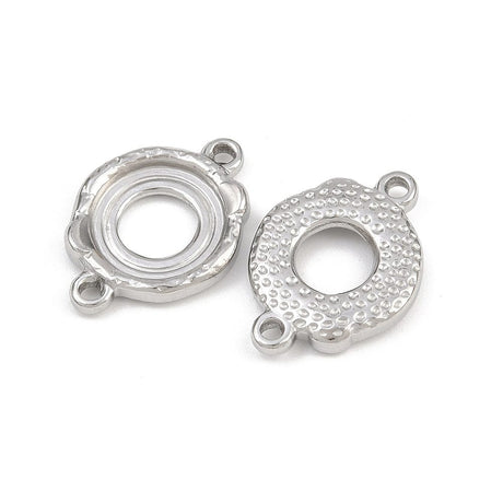 Connector i Stål – Rund til Cabochon (16x22mm, 2 stk) - Uniq Perler - 116191