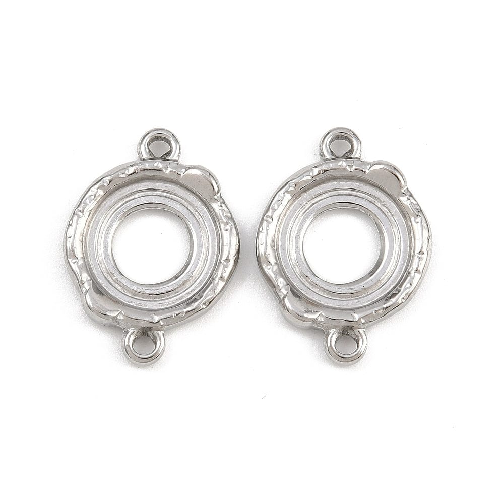 Connector i Stål – Rund til Cabochon (16x22mm, 2 stk) - Uniq Perler - 116191