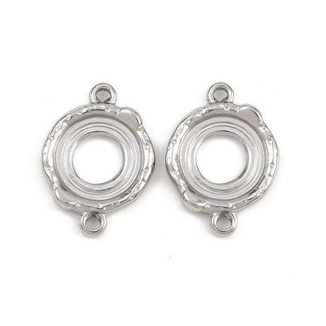 Connector i Stål – Rund til Cabochon (16x22mm, 2 stk) - Uniq Perler - 116191