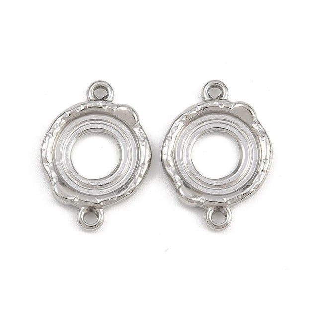 Connector i Stål – Rund til Cabochon (16x22mm, 2 stk) - Uniq Perler - 116191