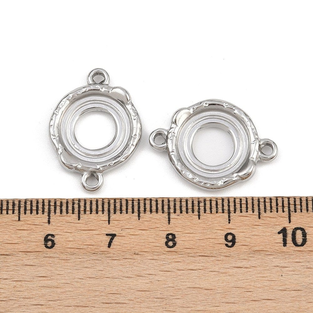 Connector i Stål – Rund til Cabochon (16x22mm, 2 stk) - Uniq Perler - 116191