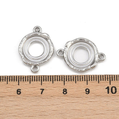 Connector i Stål – Rund til Cabochon (16x22mm, 2 stk) - Uniq Perler - 116191