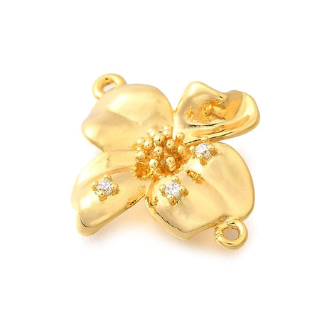 Connector Link Med Klar Zirkonia Sten - 18K Forgyldt (22x18,5mm) - Uniq Perler - 114506