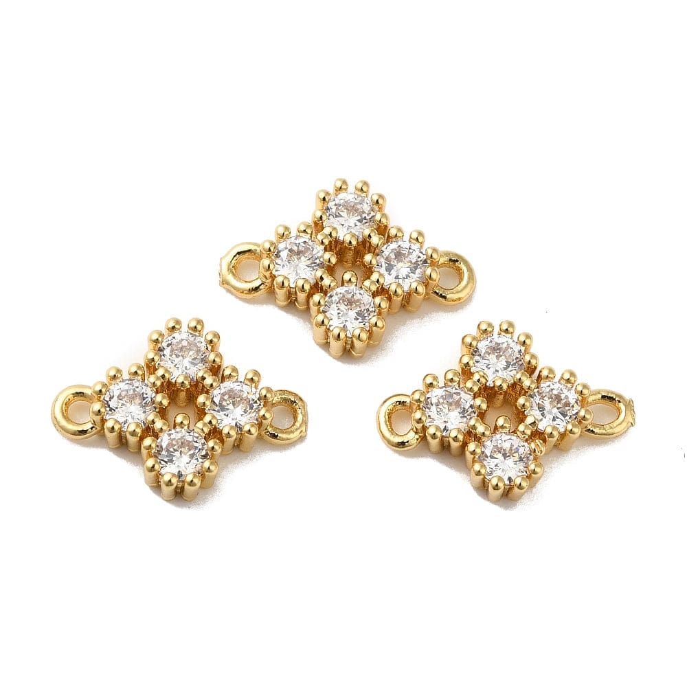 Connector Link Med Klare Zirkonia Sten, 18K Langtidsholdbar Forgyldning, (14x10mm) - Uniq Perler - 1111490450