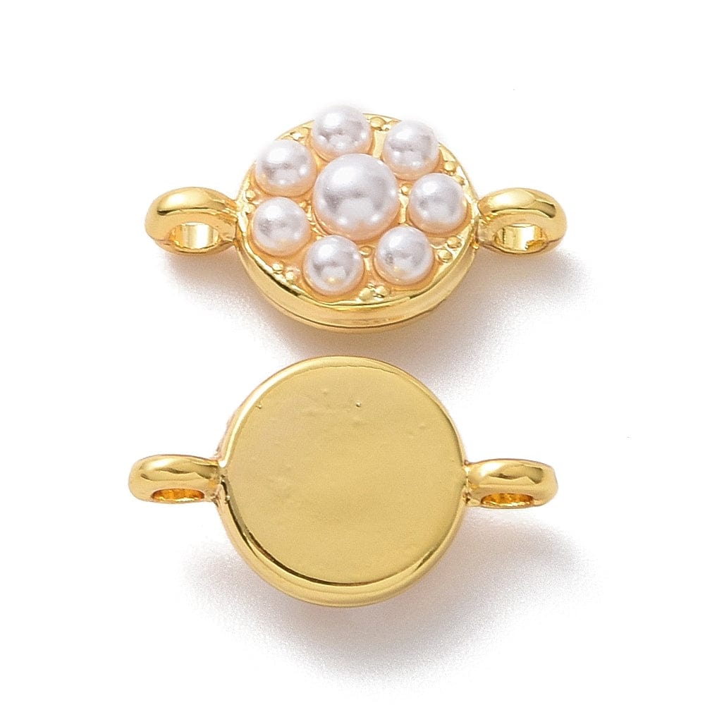 Connector Mellemled Med Hvide Perler, Langtidsholdbar Forgyldt, 8x14mm - Uniq Perler - 111579