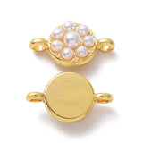 Connector Mellemled Med Hvide Perler, Langtidsholdbar Forgyldt, 8x14mm - Uniq Perler - 111579