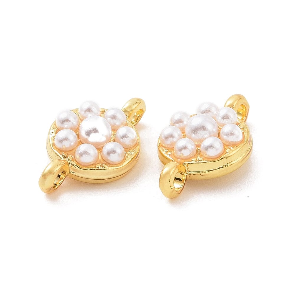 Connector Mellemled Med Hvide Perler, Langtidsholdbar Forgyldt, 8x14mm - Uniq Perler - 111579