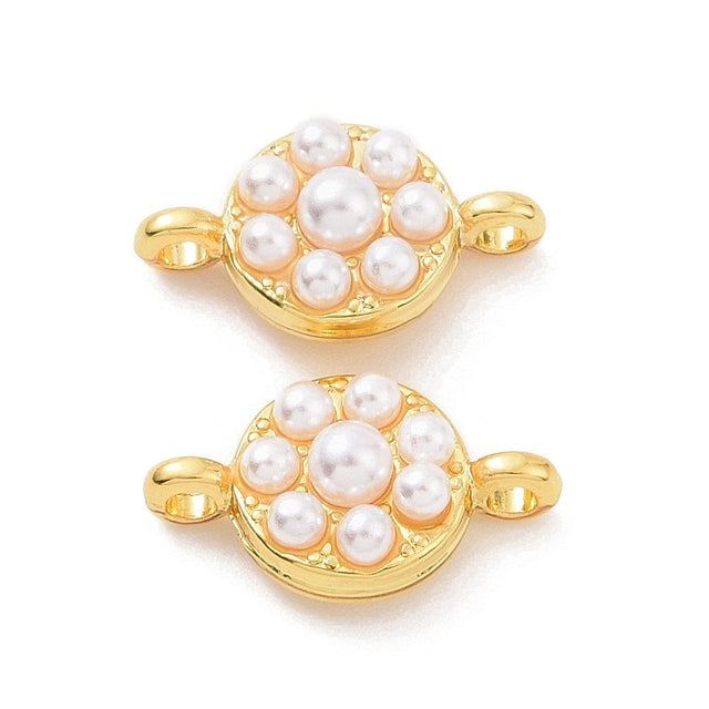 Connector Mellemled Med Hvide Perler, Langtidsholdbar Forgyldt, 8x14mm - Uniq Perler - 111579