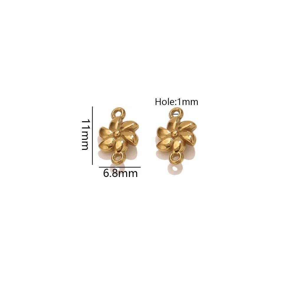 Connector/mellemled Blomst – Vandfast 18K forgyldt (11x6,8mm)2 stk. - Uniq Perler - 122222