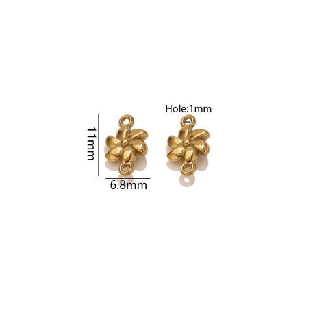 Connector/mellemled Blomst – Vandfast 18K forgyldt (11x6,8mm)2 stk. - Uniq Perler - 122222