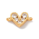 Connector/Mellemled Hjerte med Zirkonia – 18K Langtidsholdbar Forgyldning(13.5mm) 2 stk. - Uniq Perler - 122138