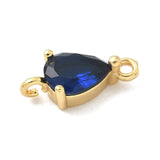 Connector/Mellemled med Blå Zirkonia – 18K langtidsholdbar Forgyldt Messing (14mm) 2 stk. - Uniq Perler - 115670