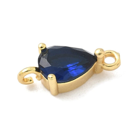 Connector/Mellemled med Blå Zirkonia – 18K langtidsholdbar Forgyldt Messing (14mm) 2 stk. - Uniq Perler - 115670