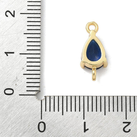 Connector/Mellemled med Blå Zirkonia – 18K langtidsholdbar Forgyldt Messing (14mm) 2 stk. - Uniq Perler - 115670