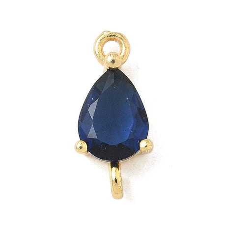 Connector/Mellemled med Blå Zirkonia – 18K langtidsholdbar Forgyldt Messing (14mm) 2 stk. - Uniq Perler - 115670