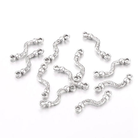 Connector/Mellemled Med Let Mønster, 22x6mm, 4 Stk. - Uniq Perler - 111382