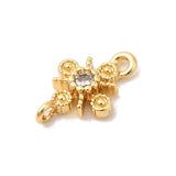 Connector/Mellemled med Zirkonia sten, 18K Guldbelagt (7.5x12x3mm) 2 stk. - Uniq Perler - 