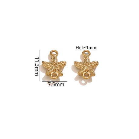 Connector/mellemled - Søstjerne – Vandfast 18K forgyldt (11,3x7,5 mm) 2 stk. - Uniq Perler - 122227