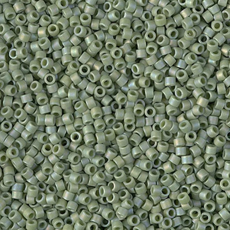 creabead miyuki beads Miyuki Delica Perler, DB 2310, opaque matte ab glazed pistachio.