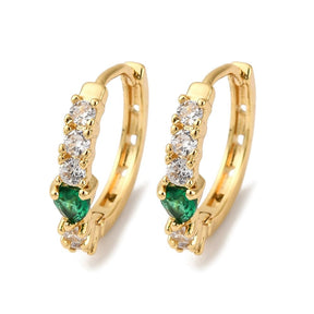 Hoop earring with beautiful cubic zirconia stones (size 14x15.5 mm) - Uniq Perler - 115635