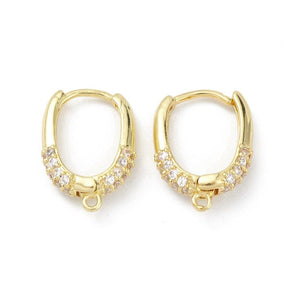 Creole With Zirconia Stones – 18K Gold-plated (17x12.5x4mm) - Uniq Perler - 25473
