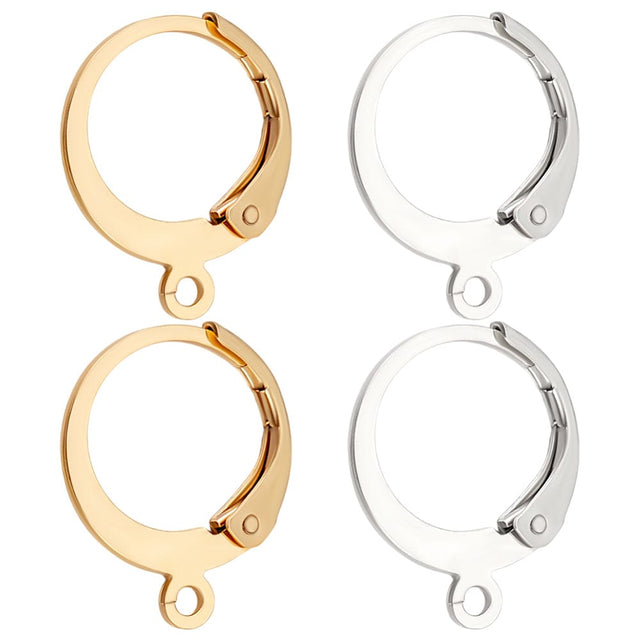 Creol Ørekroge i Stål – Sølv & Guld (12x14mm, 100 stk.) - Uniq Perler - 116013