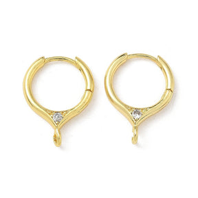 Hoops – with Zirconia, Long-Lasting Gold Plated Brass (20mm) - Uniq Perler - 115688