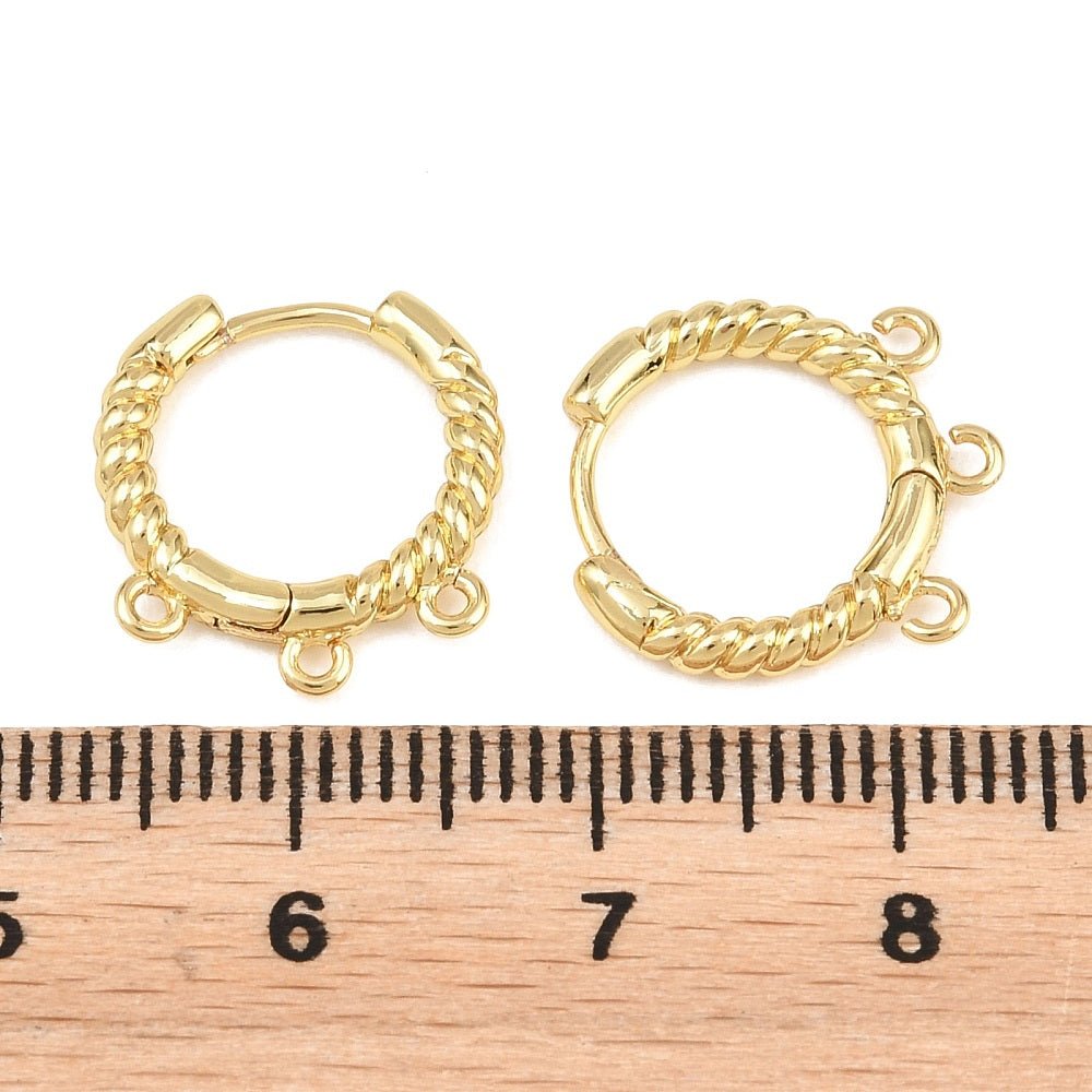 Creoler Med 3 Øjne – 18K Langtidsholdbar Forgyldt Messing (14,5x14x2,3mm) 1 par - Uniq Perler - 122618