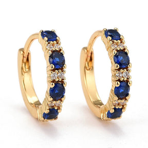 Creolen Mit blauen Zirkonsteinen – 18K Vergoldet (14mm) - Uniq Perler - 