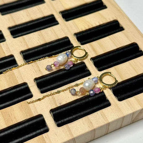 Creoler Med Dobbelt Loop Og To Øjer - 18K Forgyldt (12,5x13mm) - Uniq Perler - 111543