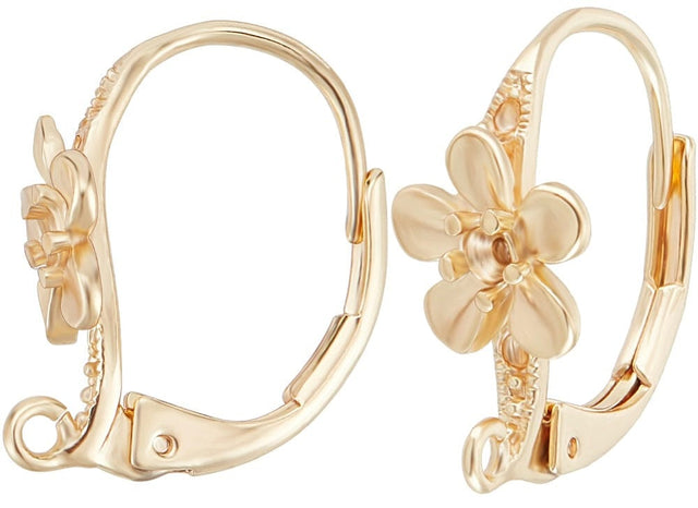 Creoler Med Flotte Blomster - 18K Forgyldt (17x8mm) - Uniq Perler - 112716