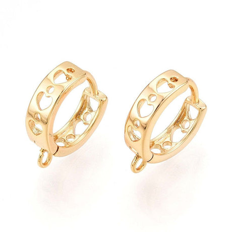 Creoler Med Hjertemønster – 18K Forgyldt (12x11x3mm) - Uniq Perler - 116136