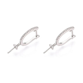 Creoler Med Kubisk Zirkonia – Platinbelagt Messing (25x12x4mm) - Uniq Perler - 119083