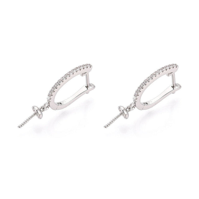 Creoler Med Kubisk Zirkonia – Platinbelagt Messing (25x12x4mm) - Uniq Perler - 119083