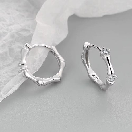 Creoler Med Mønster Og Klare Zirkonia Sten, Forsølvet - Uniq Perler - 934191