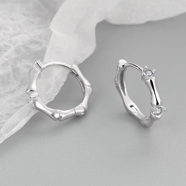 Creoler Med Mønster Og Klare Zirkonia Sten, Forsølvet - Uniq Perler - 934191