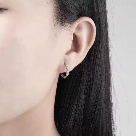 Creoler Med Mønster Og Klare Zirkonia Sten, Forsølvet - Uniq Perler - 934191