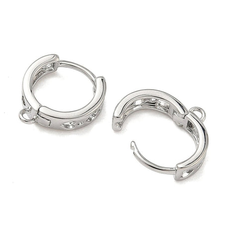 Hoops With Eye And Hearts – Platinum Plated Brass (13x11x3mm) - Uniq Perler - 