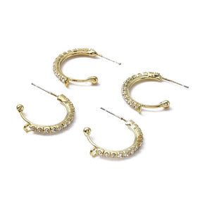 Hoops with Eye/Loop – 18K Gold-plated with Rhinestones (22mm) - Uniq Perler - 114112