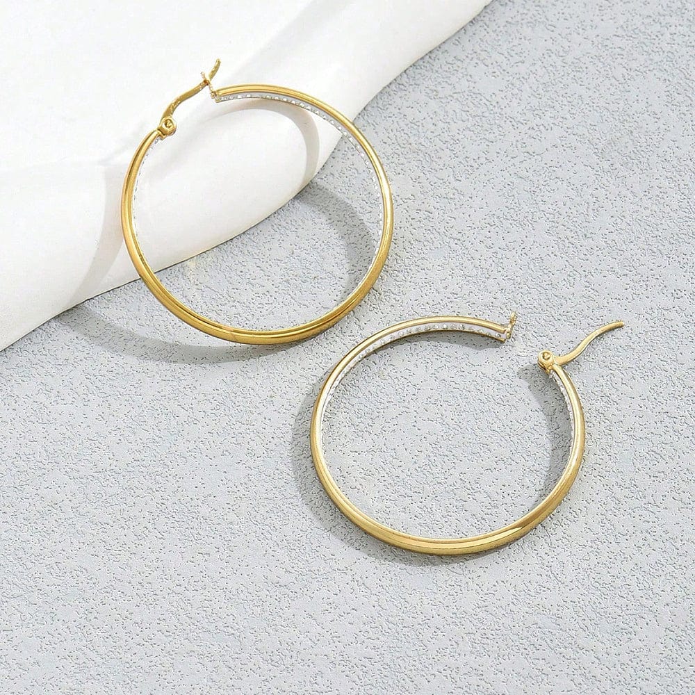 Creoler med Zirkonia – 18K forgyldt (43mm) - Uniq Perler - 116054