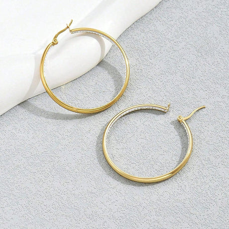 Creoler med Zirkonia – 18K forgyldt (43mm) - Uniq Perler - 116054