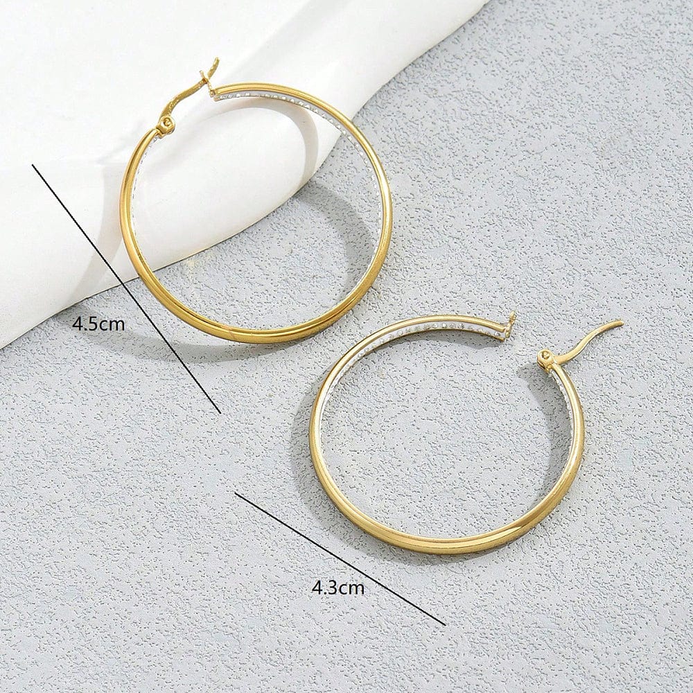 Creoler med Zirkonia – 18K forgyldt (43mm) - Uniq Perler - 116054