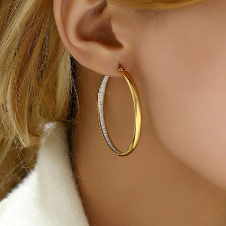 Creoler med Zirkonia – 18K forgyldt (43mm) - Uniq Perler - 116054