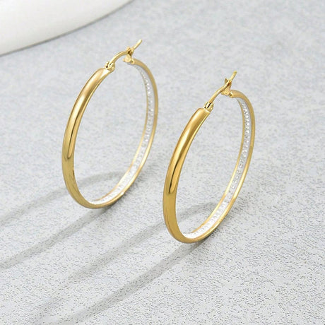 Creoler med Zirkonia – 18K forgyldt (43mm) - Uniq Perler - 116054