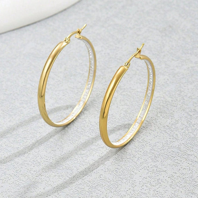 Creoler med Zirkonia – 18K forgyldt (43mm) - Uniq Perler - 116054