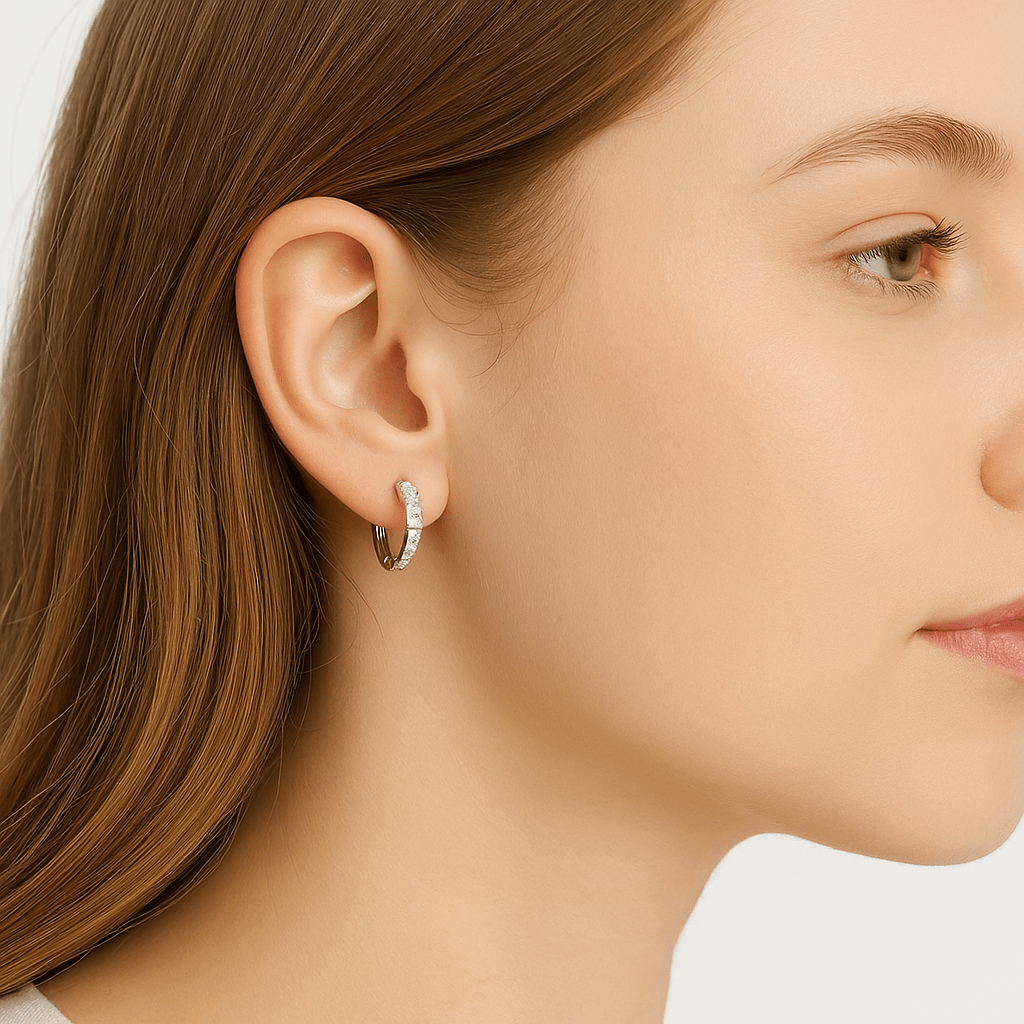 Creoler med Zirkonia – Platinfarvet (14x1,5mm) - Uniq Perler - 115859