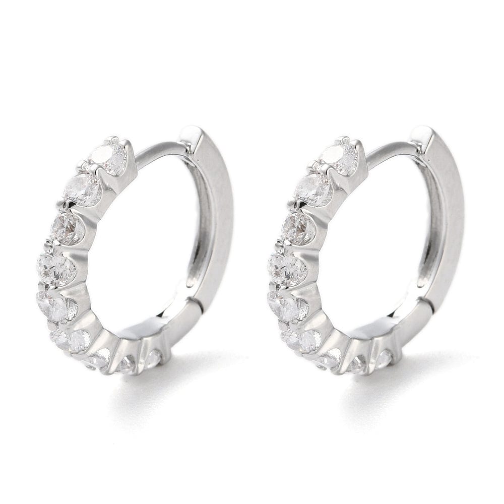 Creoler med Zirkonia – Platinfarvet (14x1,5mm) - Uniq Perler - 115859