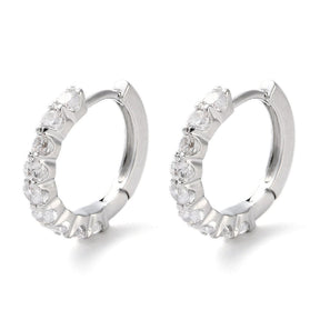 Hoop earrings with Zirconia – Platinum-colored (14x1.5mm) - Uniq Perler - 115859