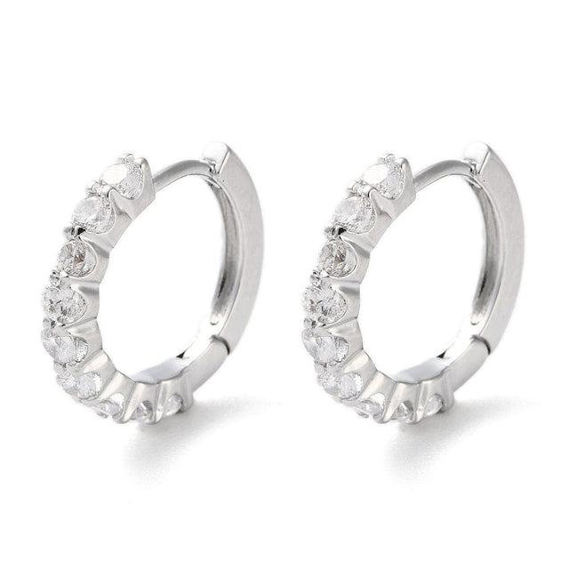 Creoler med Zirkonia – Platinfarvet (14x1,5mm) - Uniq Perler - 115859